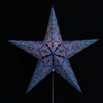 Dunhill Blau  - Faltbarer Leuchtstern, Weihnachtsstern aus Papier mit 5 Zacken, 60 cm